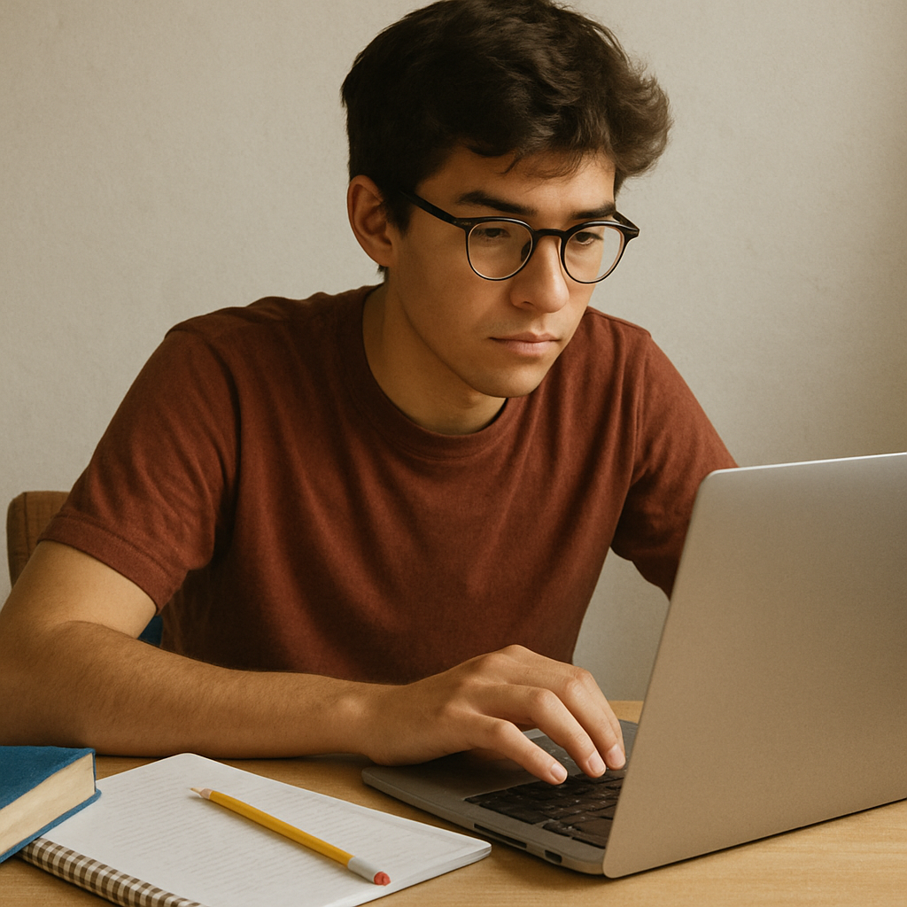 Student working on laptop