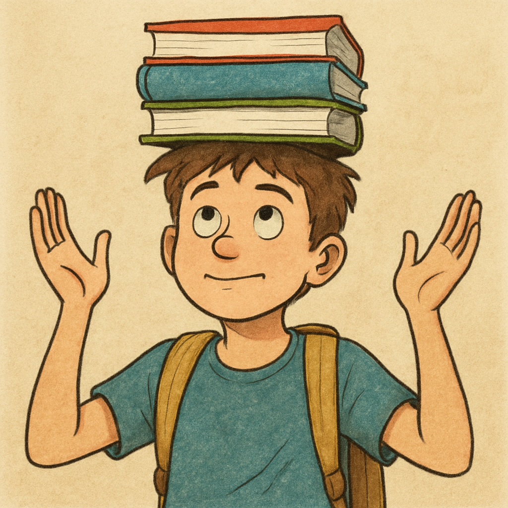 Student balancing books