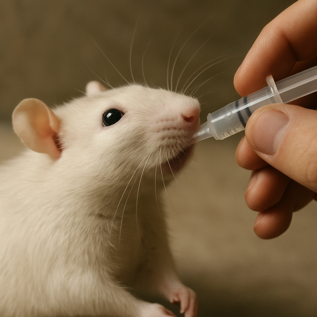 Rat receiving medication