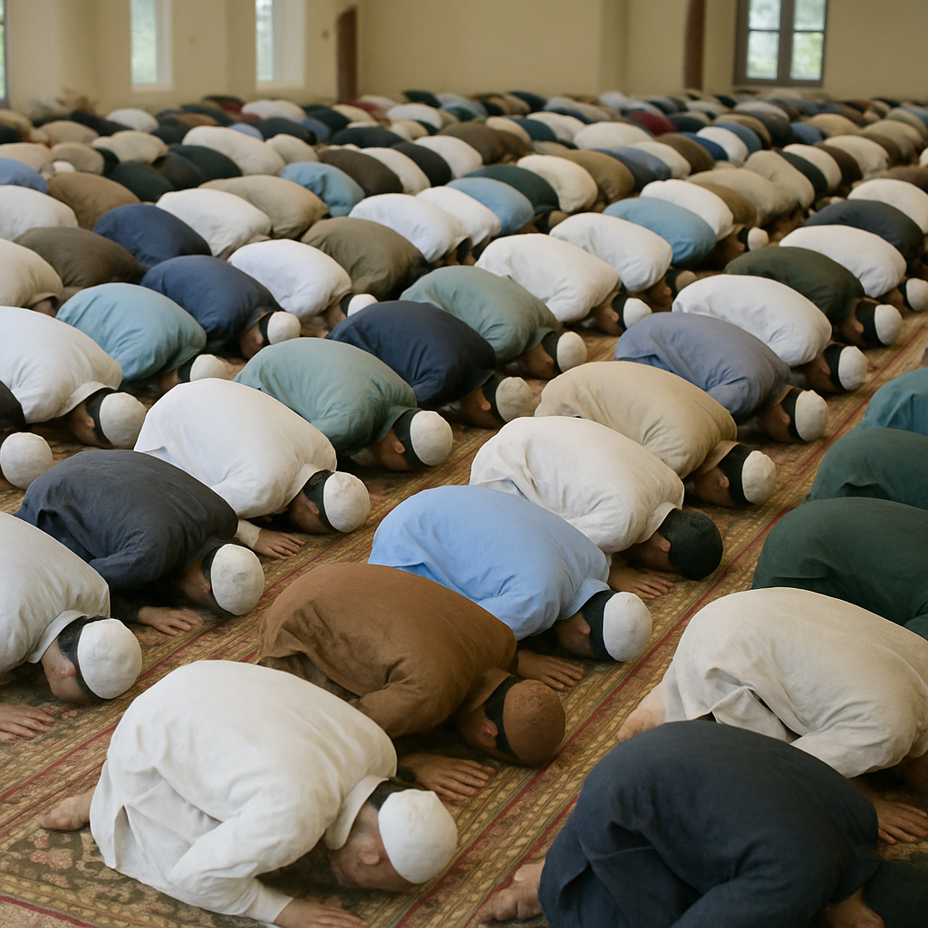 Muslims praying in congregation