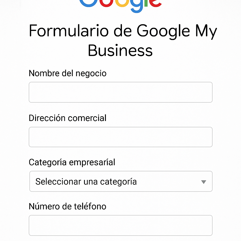 Formulario de Google My Business