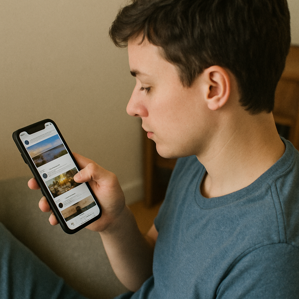 Person using a smartphone to browse social media