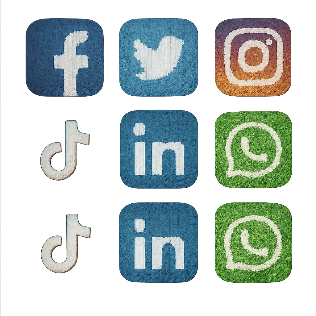 Social media icons on a digital screen