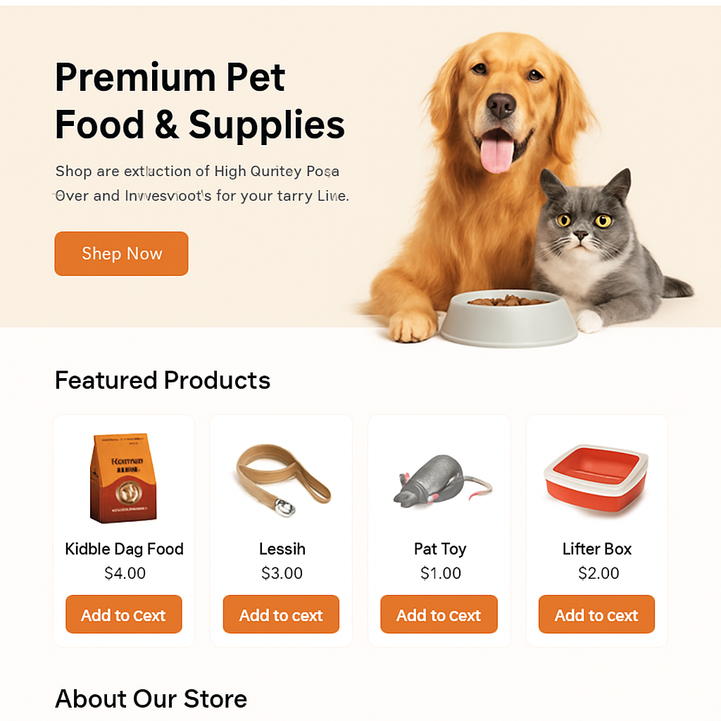 A screenshot of a well-designed online pet store