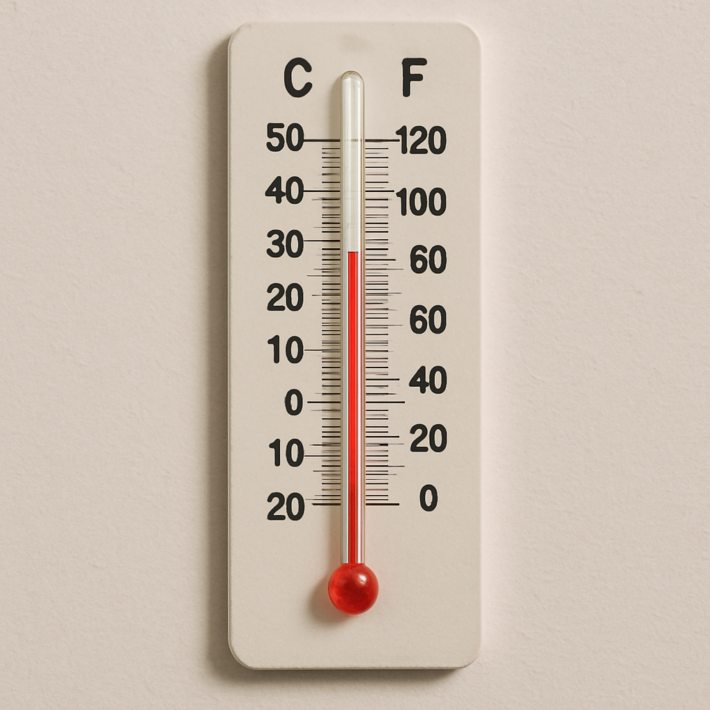Thermometer showing Celsius and Fahrenheit scales