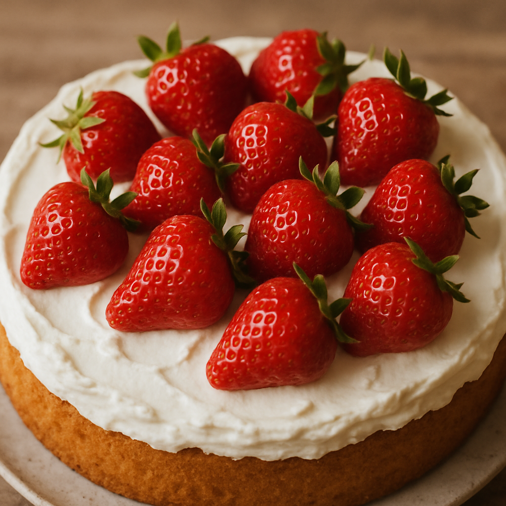 Fresh strawberries on cake
