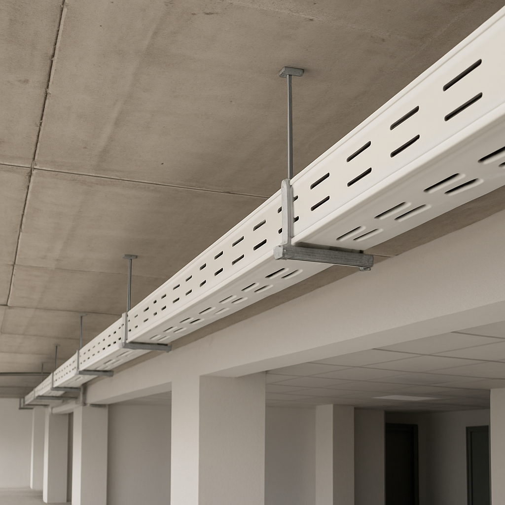 PVC cable tray in a commercial building