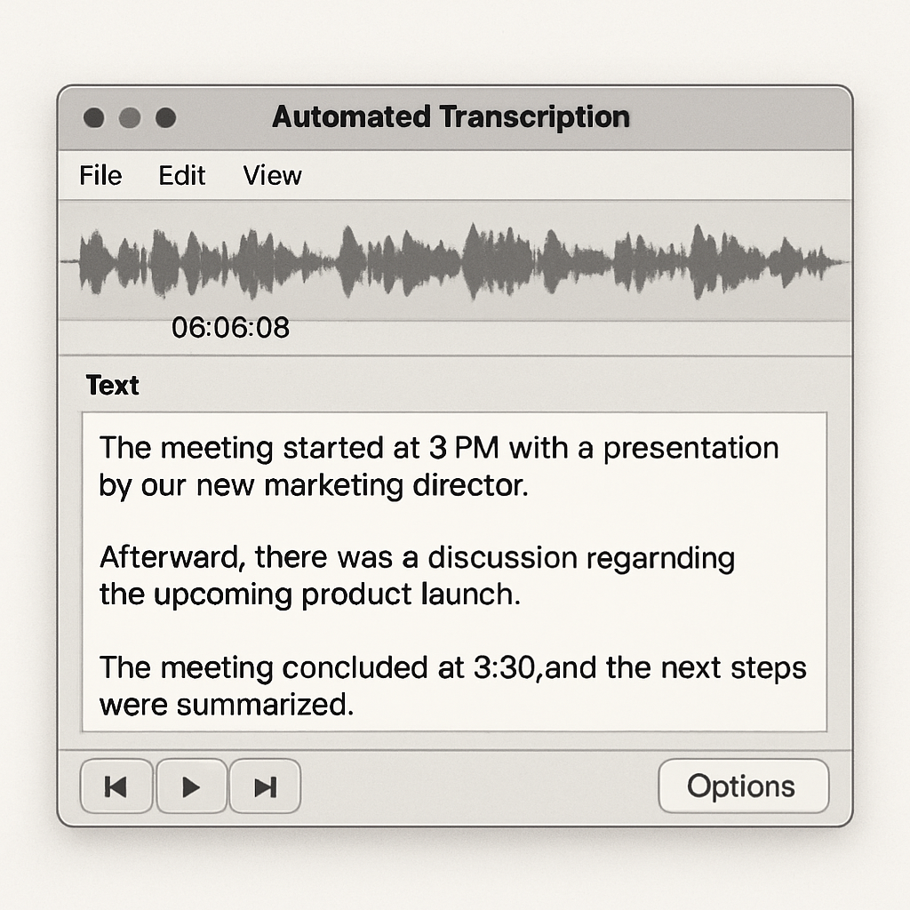 Automated transcription software interface