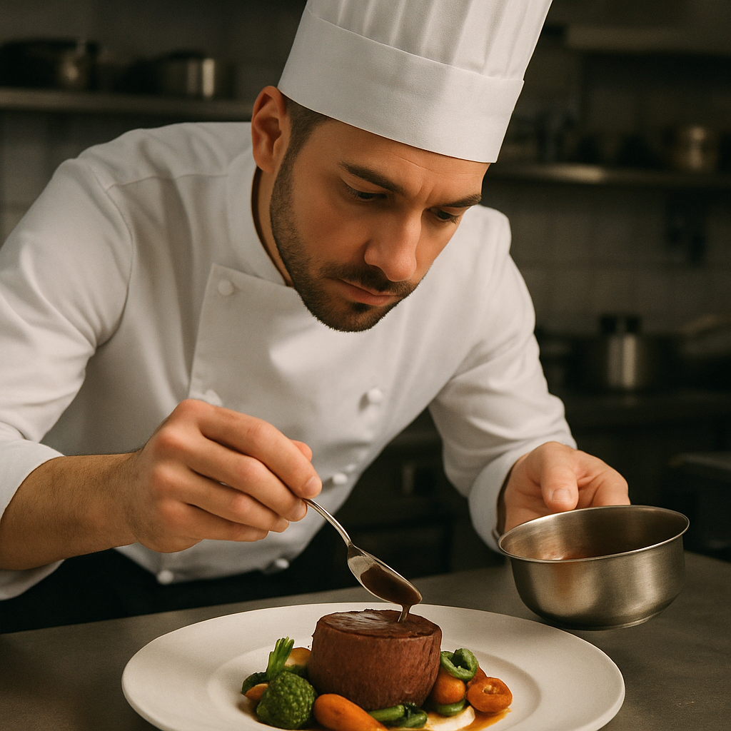 Chef preparing a gourmet dish