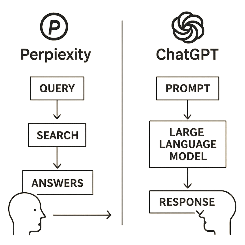 Diagram showcasing the technology behind Perplexity and ChatGPT