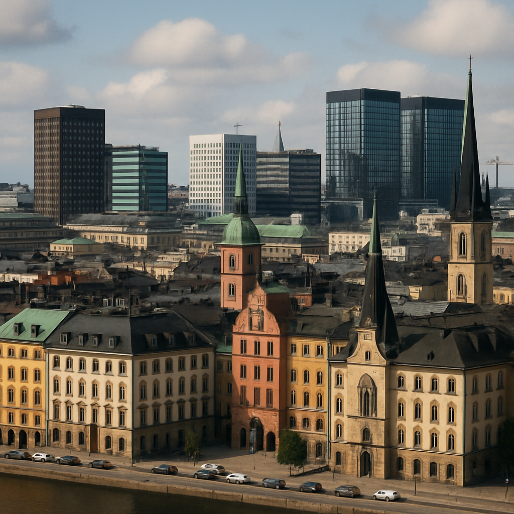 Stockholm cityscape with business buildings