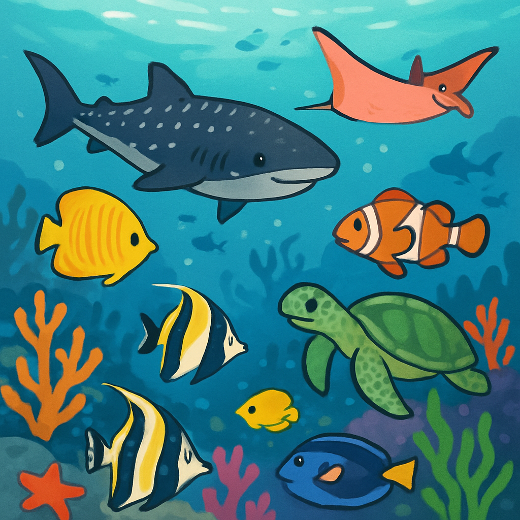 Diverse marine life underwater