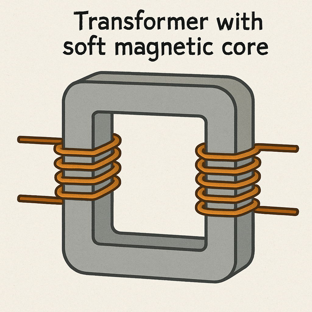 Transformer with soft magnetic core