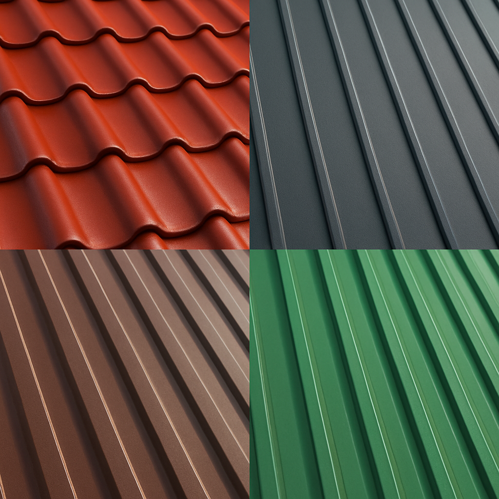 A variety of metal roofing styles and colors