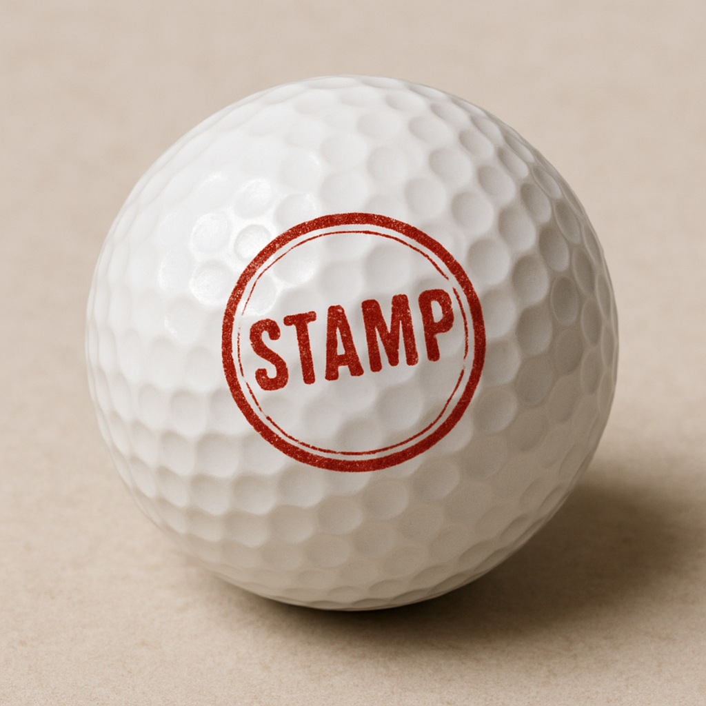 Golf ball with stamp
