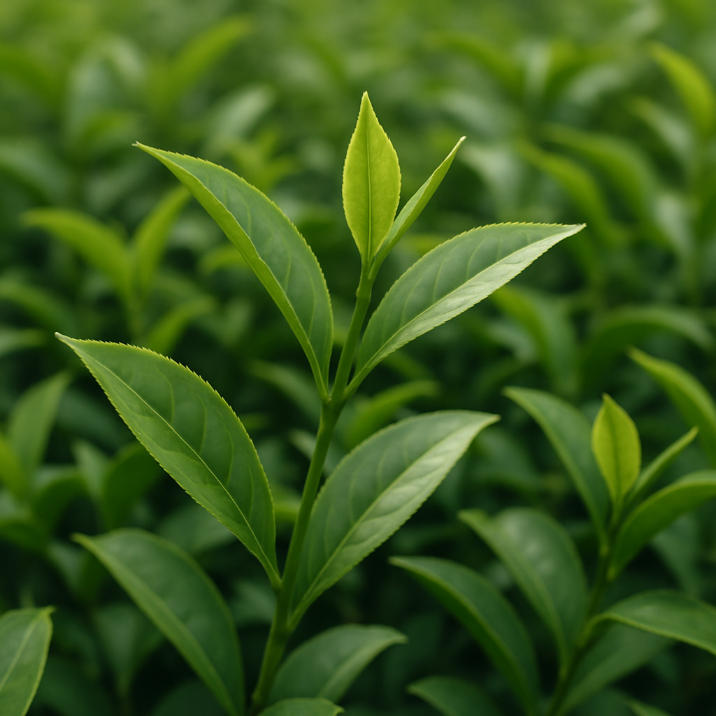 Green tea leaves