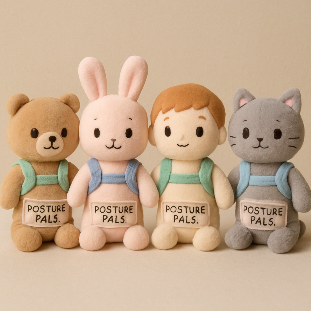 Posture Pals plush toys with posture-correcting features