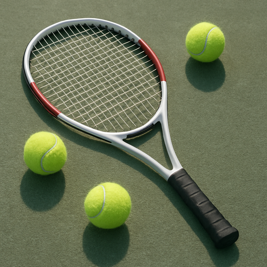 Tennis racket and balls