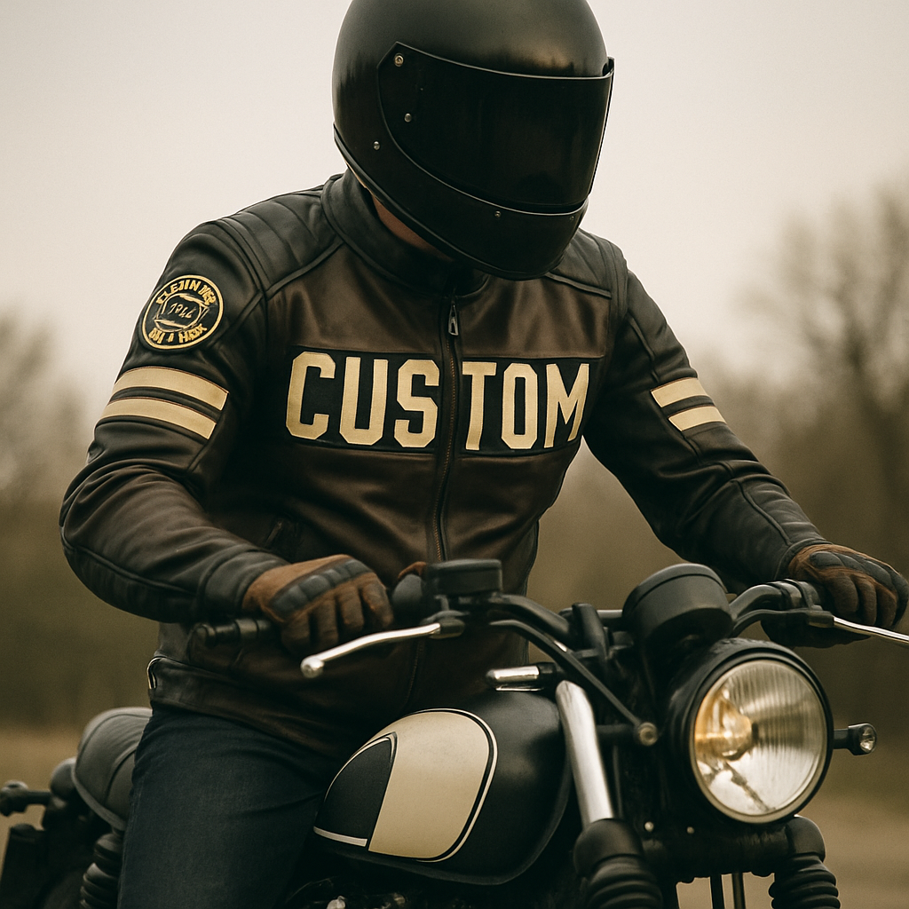 Rider wearing custom motorcycle apparel