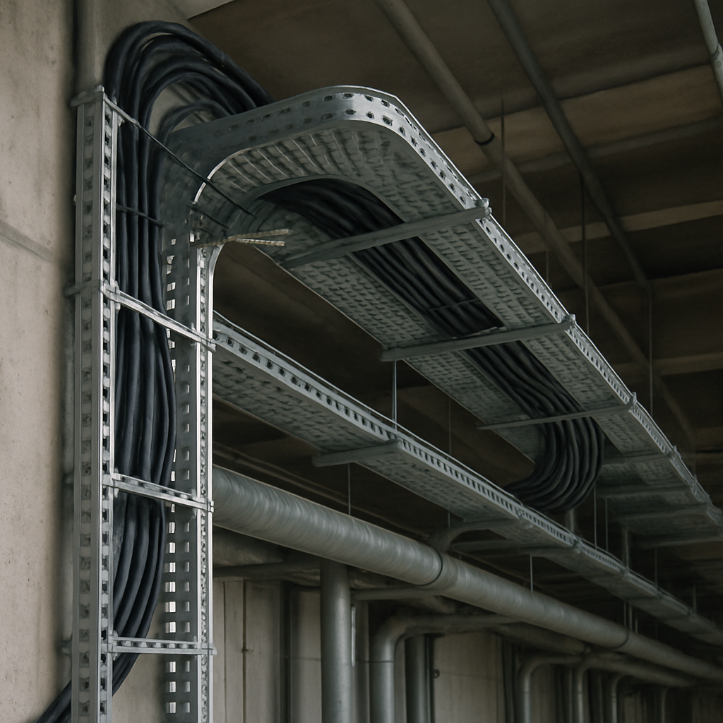 Cable tray in industrial setting