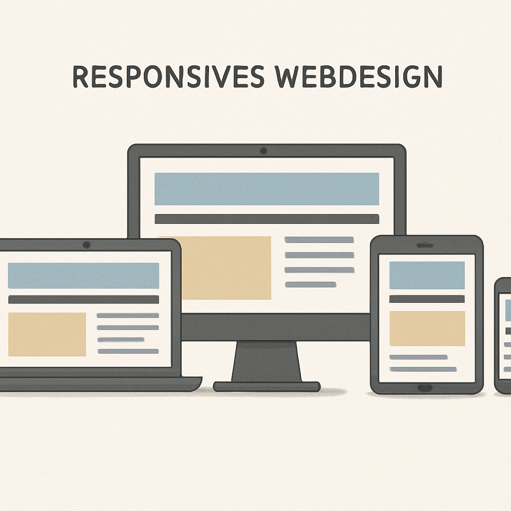 Beispiel für responsives Webdesign, das sich an verschiedene Gerätetypen anpasst