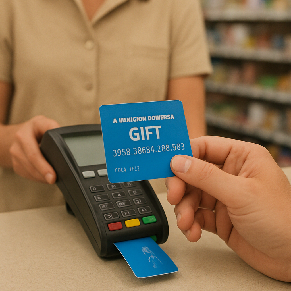 Amex gift card being used in a store