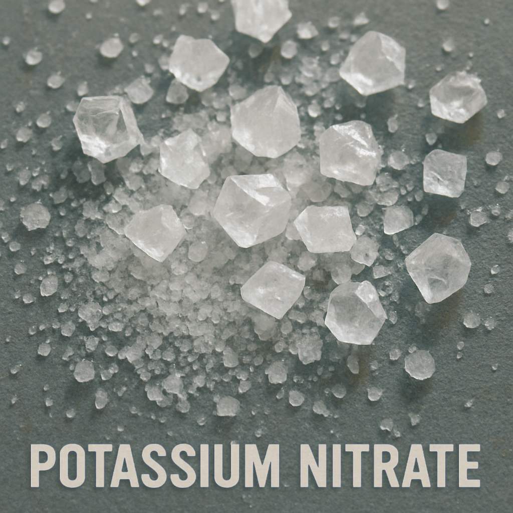 Potassium nitrate crystals