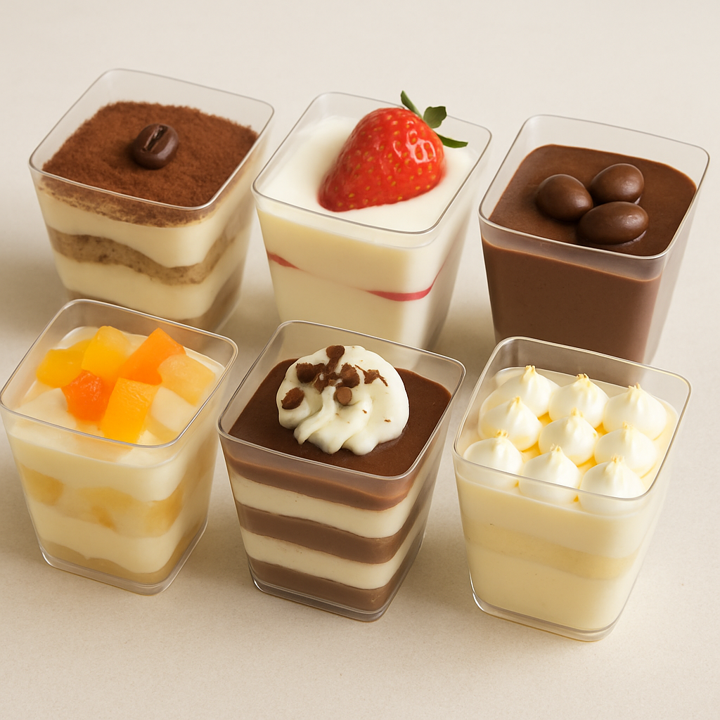 Various types of mini dessert cups