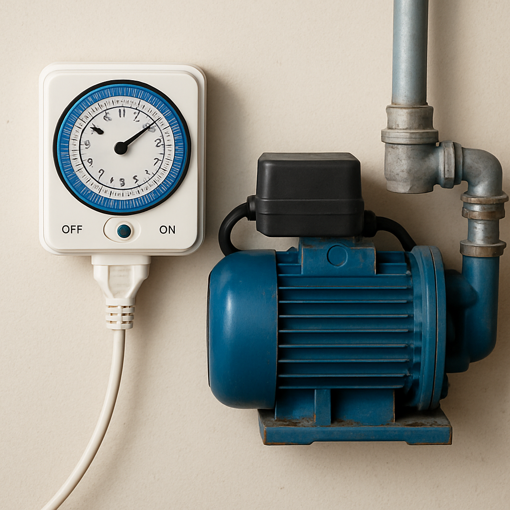 Water pump controlled by an electric timer switch