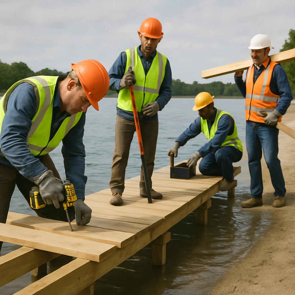 Professional dock construction team