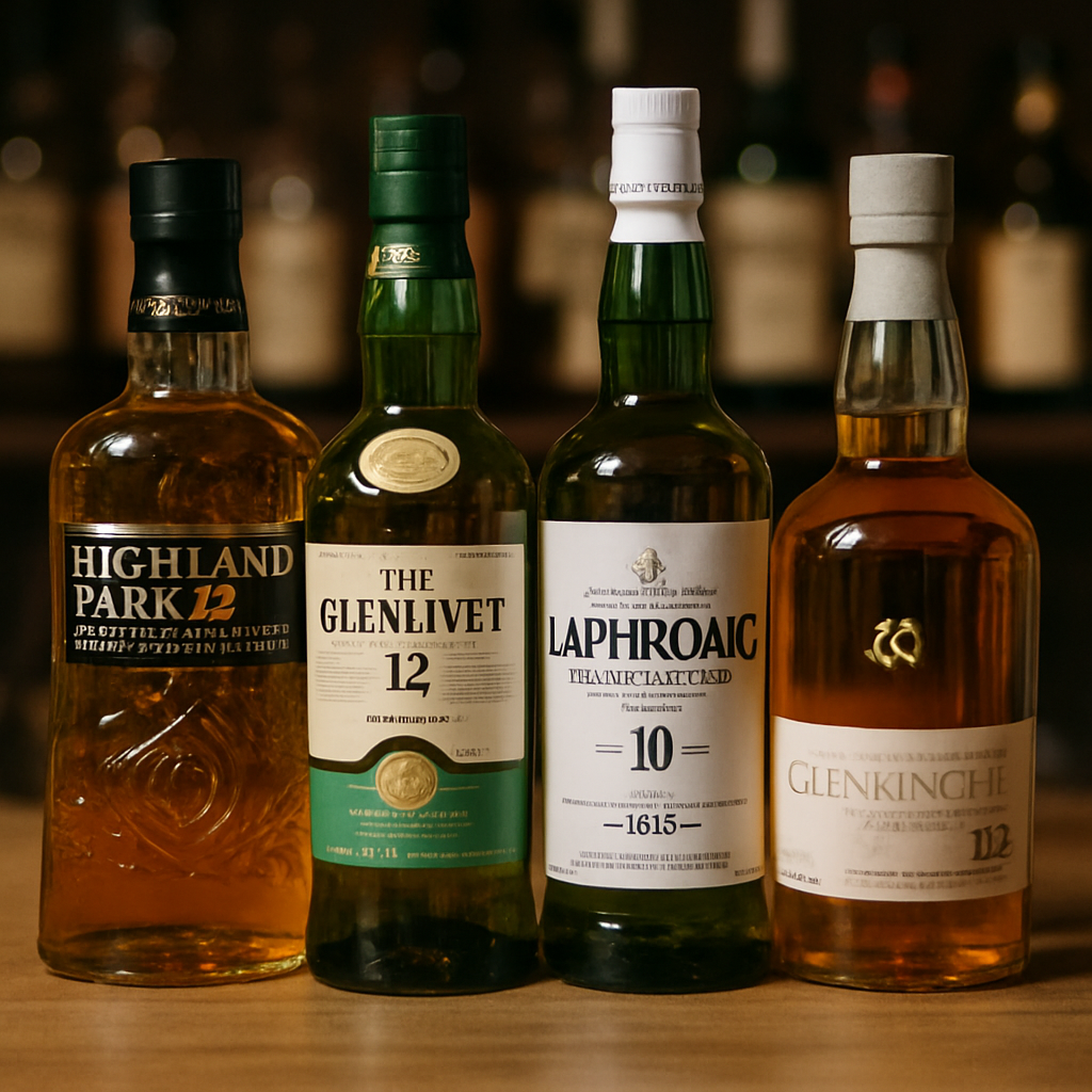 A selection of scotch bottles showcasing different regions and types