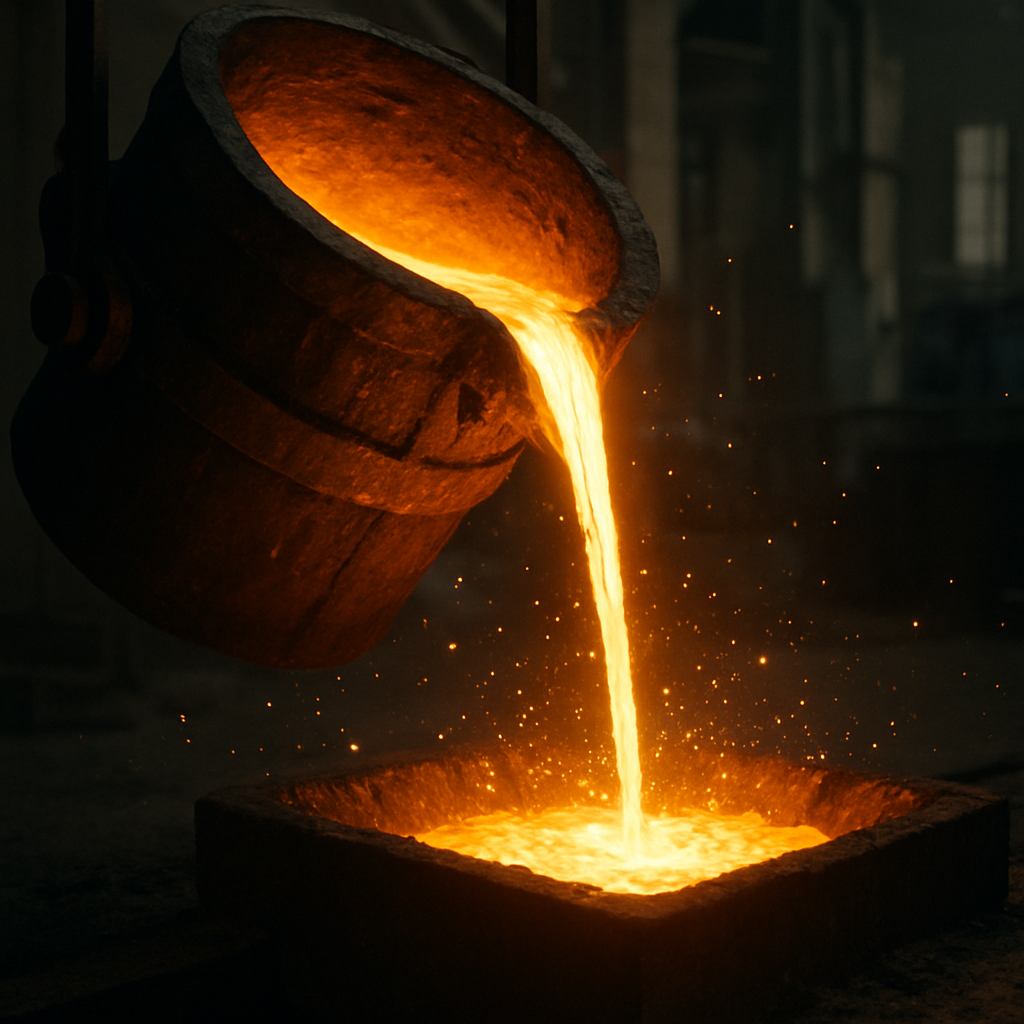 Molten steel being poured