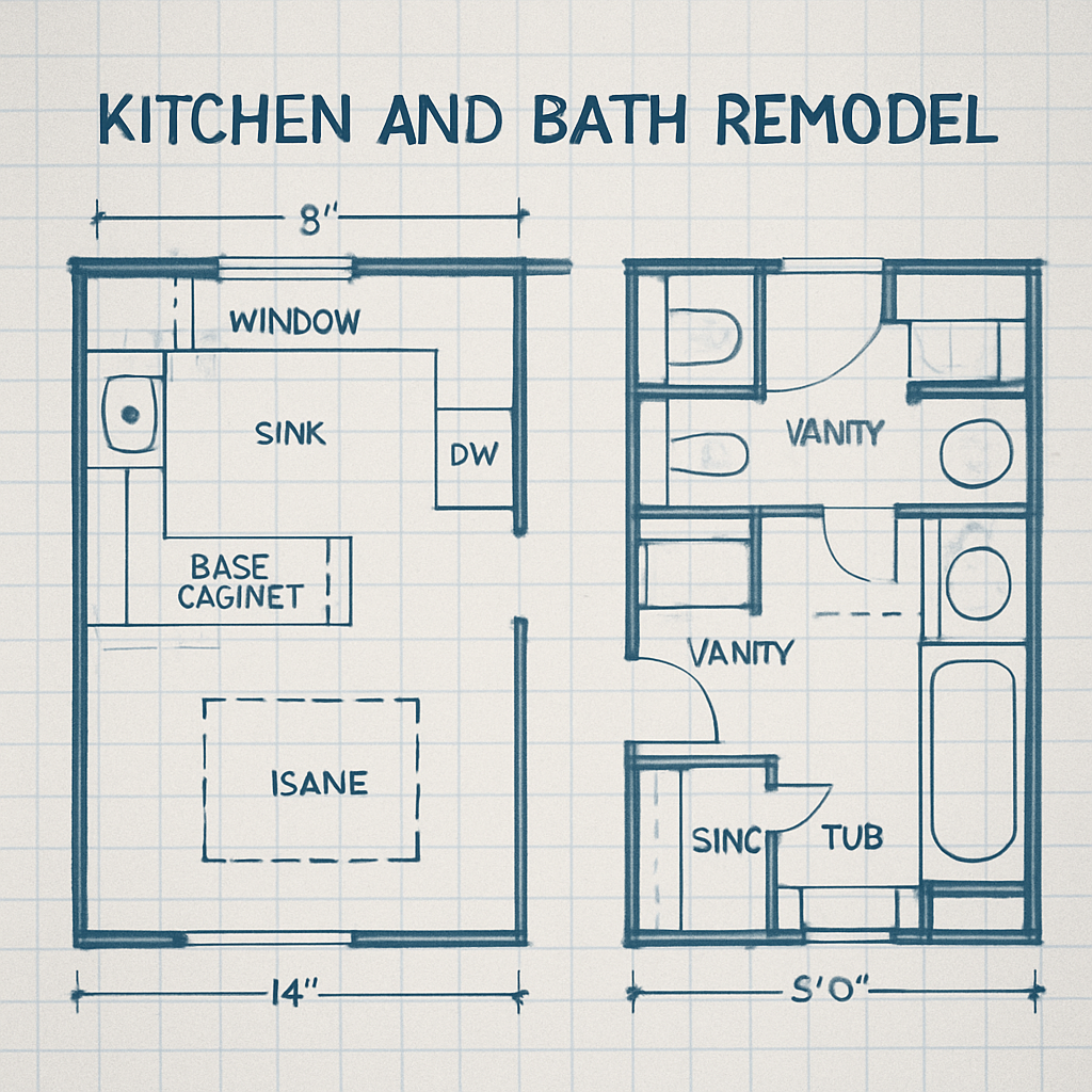 Kitchen and bath remodel blueprint