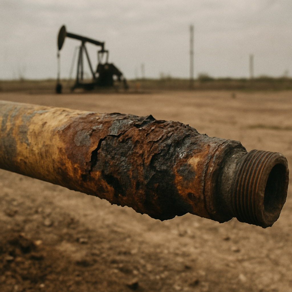 Corroded pipe in oilfield