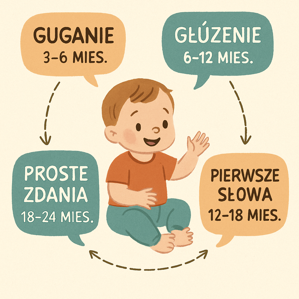 grafika przedstawiająca rozwój mowy dziecka
