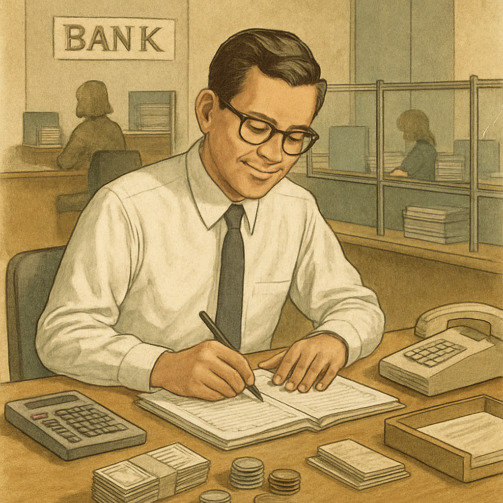 Bank Clerk at Work