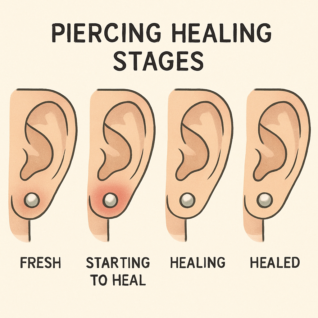 Piercing healing stages visual guide