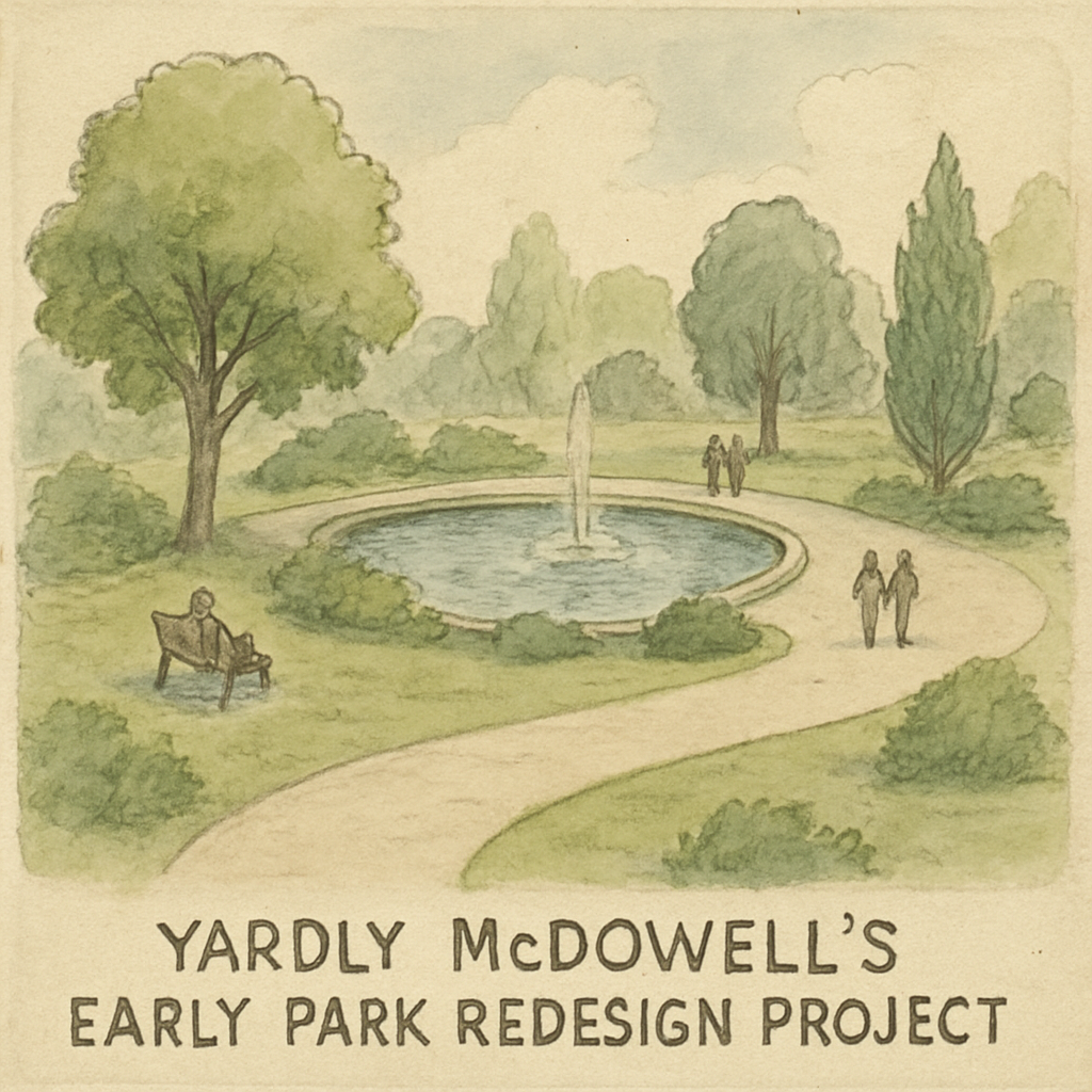 An artist's depiction of Yardly McDowell's early park redesign project