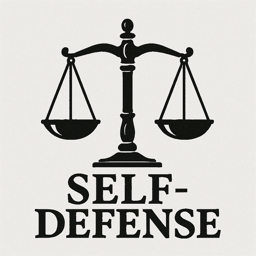 legal scales with self-defense text