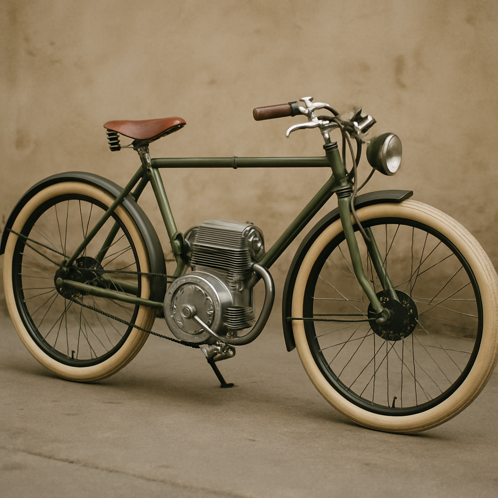 Vélo électrique vintage avec moteur visible