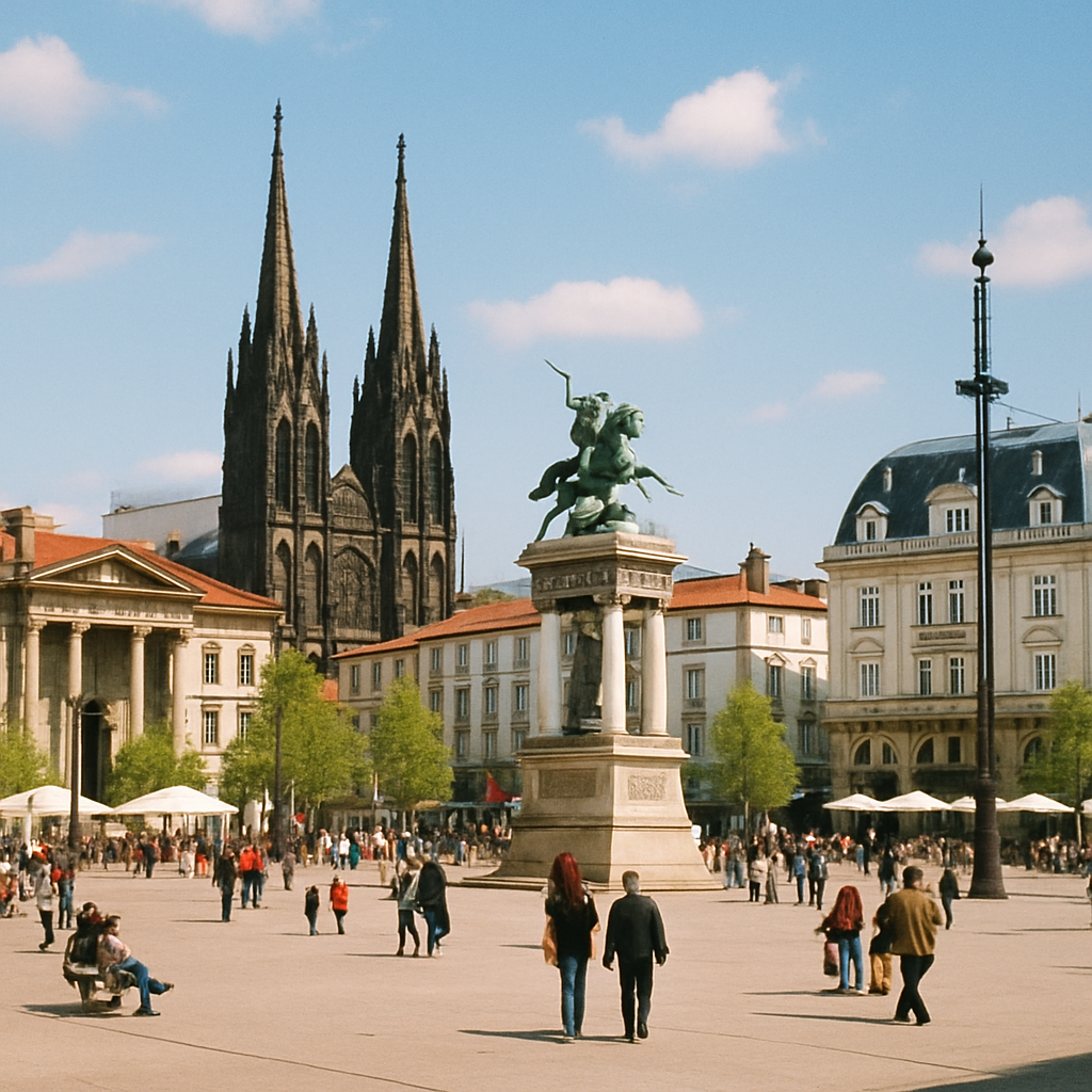 Une vue de la place de Jaude, un centre vibrant à Clermont-Ferrand