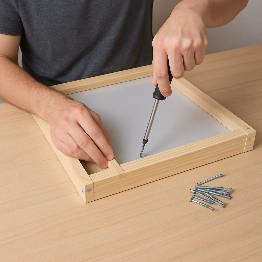 Assembling wooden frame for light table