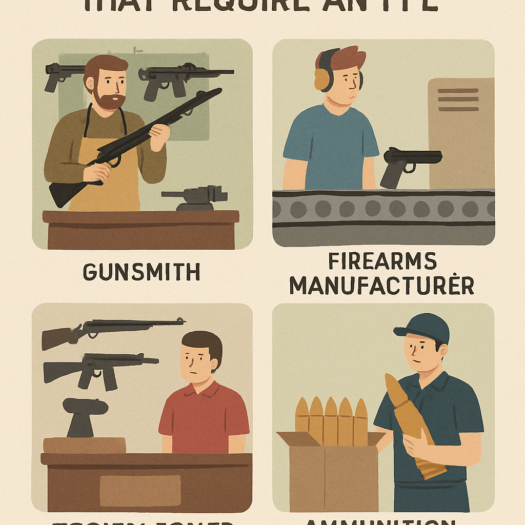 Illustration showing the types of businesses that require an FFL