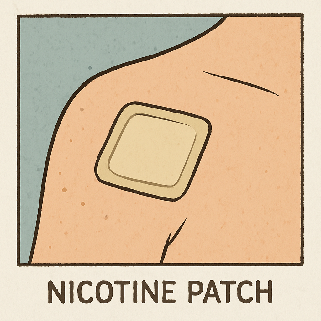 Illustration of a nicotine patch on the skin