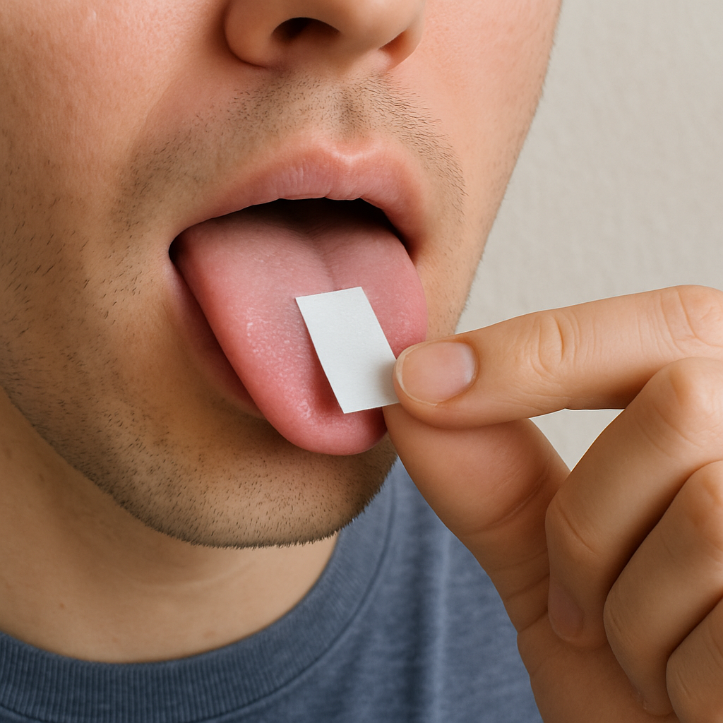 Example of nicotine strips being used