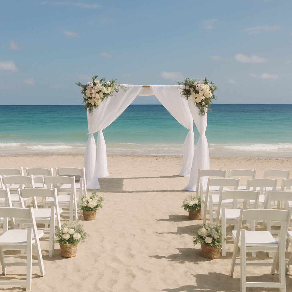 beach wedding setup