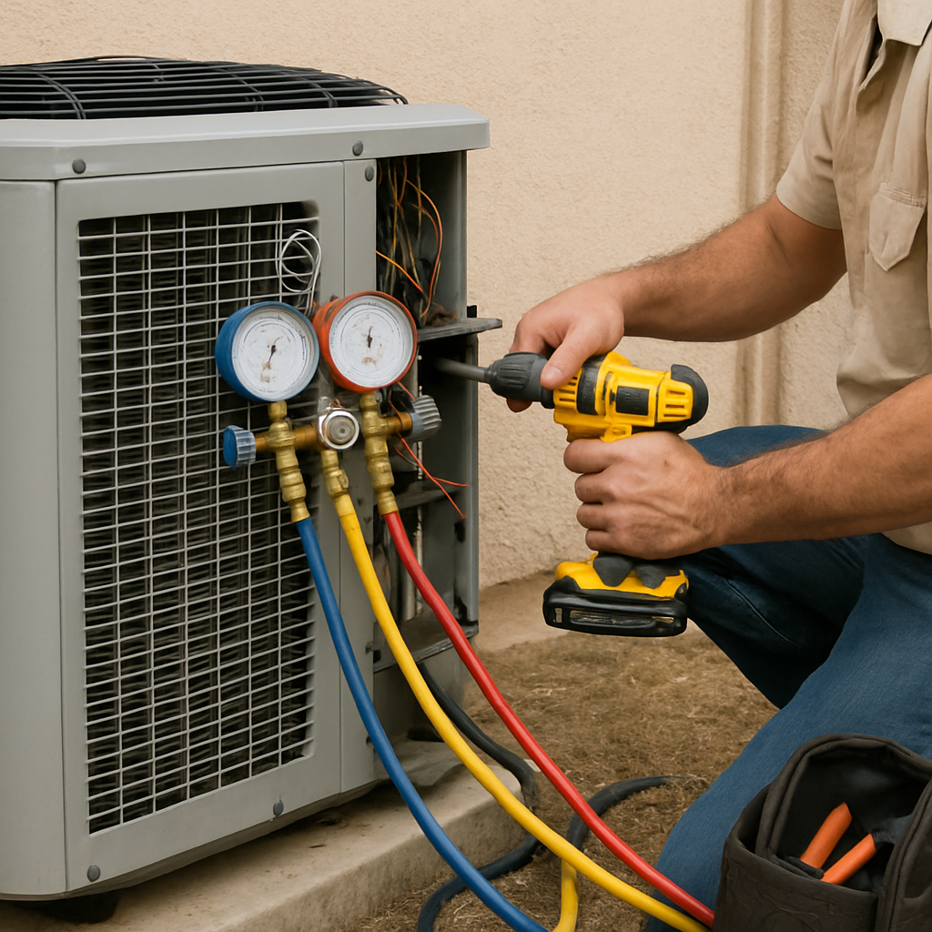 AC unit being serviced