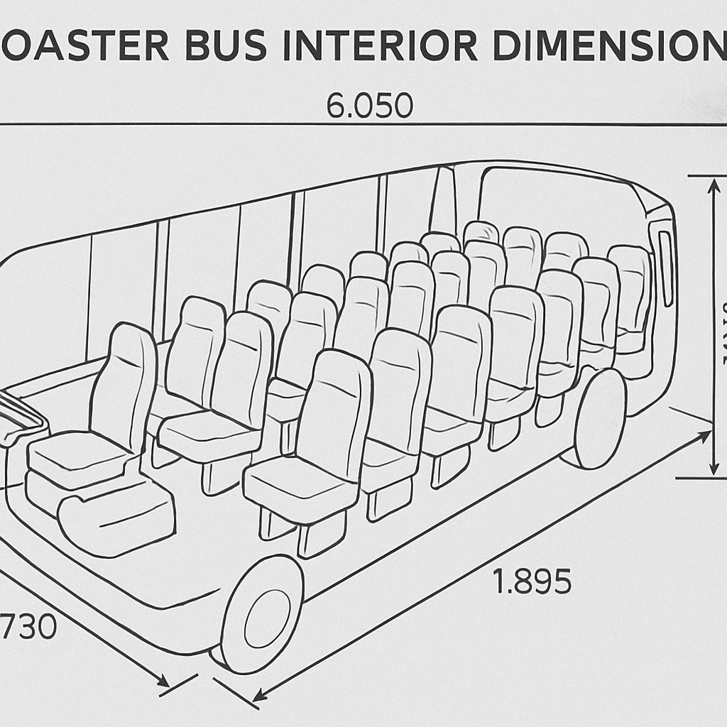 Coaster bus interior dimensions