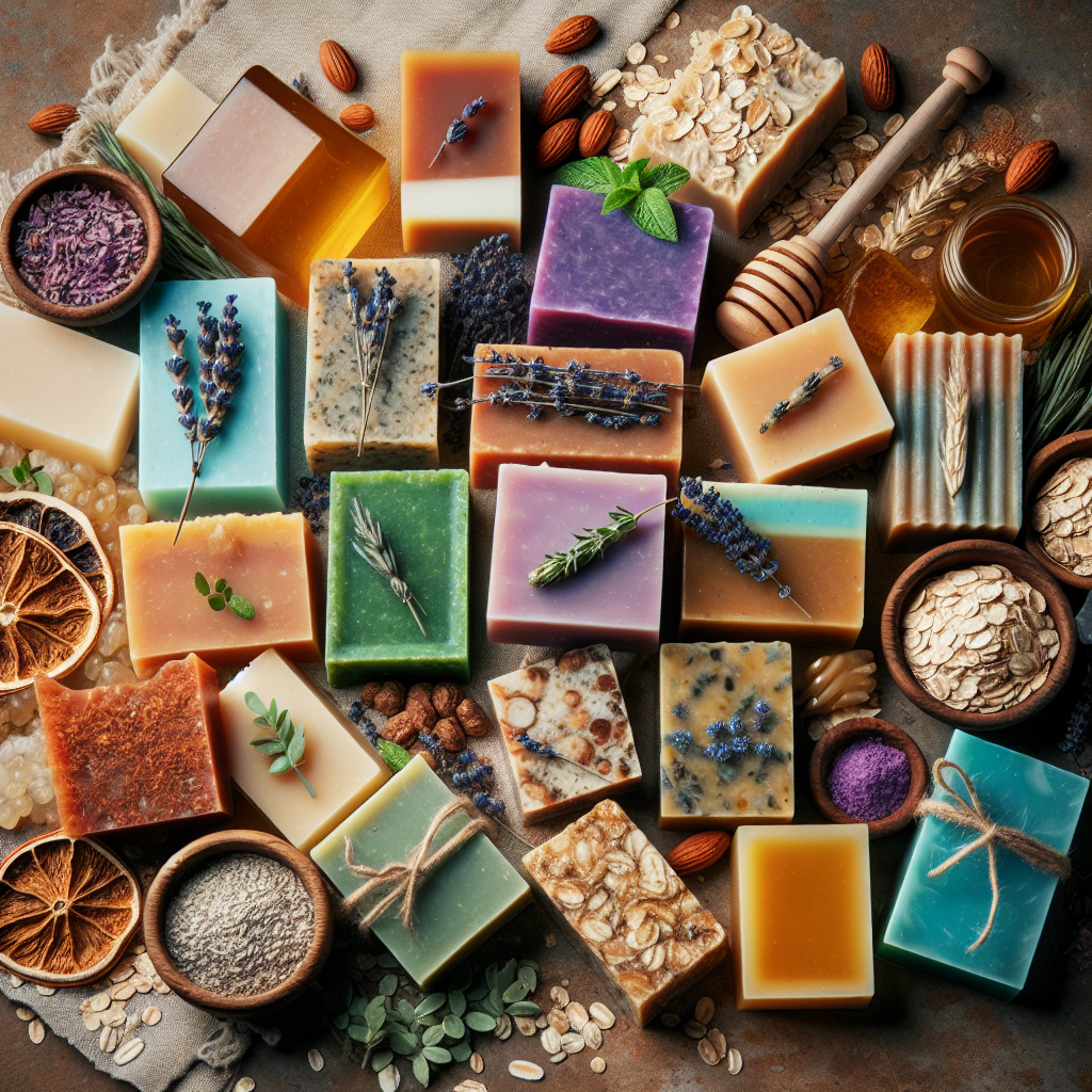 Assortment of natural soaps