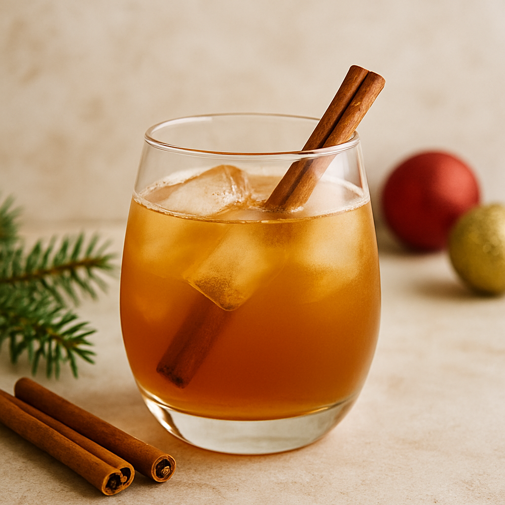 Classic holiday cocktail with a cinnamon stick garnish
